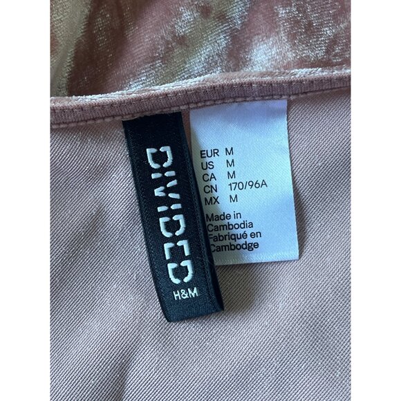 H&M Y2K Babydoll Camisole Top Womens Medium Pink Crushed Velvet Whimsigoth Boho - Picture 5 of 7